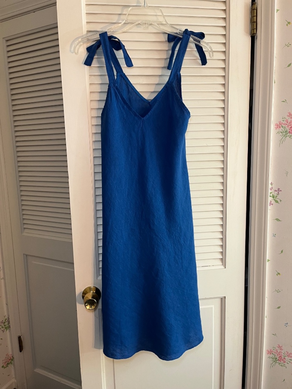 Puro Lino Italian Linen Midi Slip Dress Cobalt Blue Size S - Picture 2 of 6